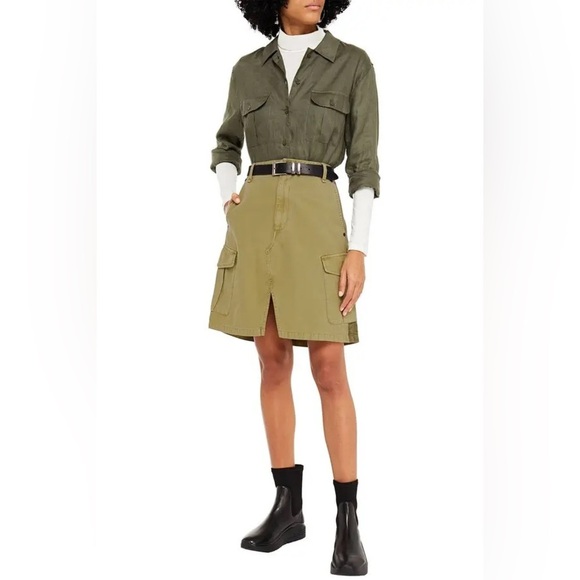Rag & Bone Army Green Striped Cotton Canvas Utility Cargo Skirt Size 28 - Picture 1 of 12